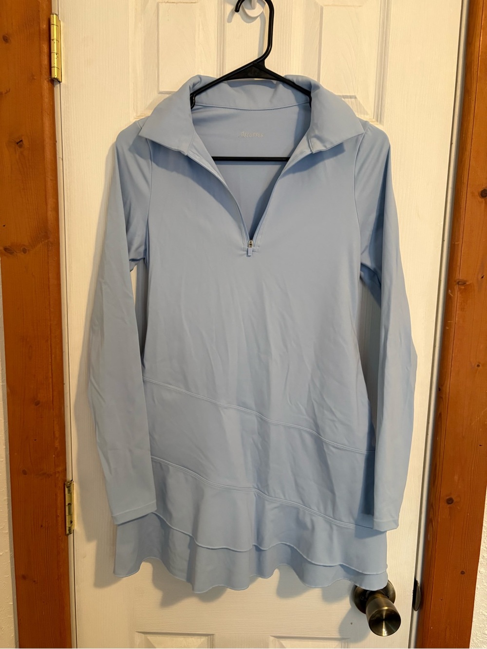 Light Blue Long Sleeve Zip-Pullover Tunics